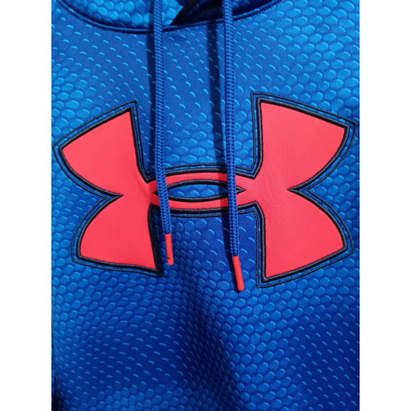 Under Armour Men's Storm Hoodie in Colbalt Blue with Red Logo & Kangaroo Pocket - Picture 6 of 9